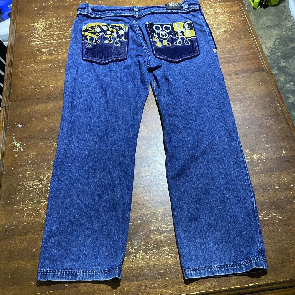 Authentic Crown Holder Mens Denim Jeans Embroidered Size 40 Waist Y2K